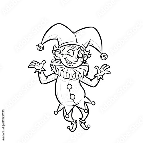 Jester Character Outline Drawing