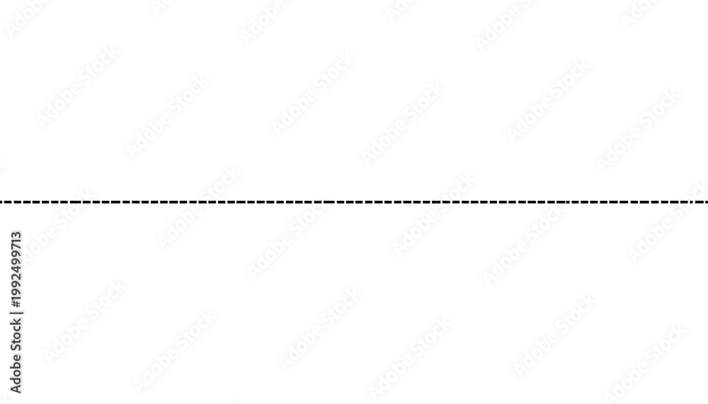 Fototapeta premium A simple yet effective dashed black horizontal line extends across a clean, minimalist white background.