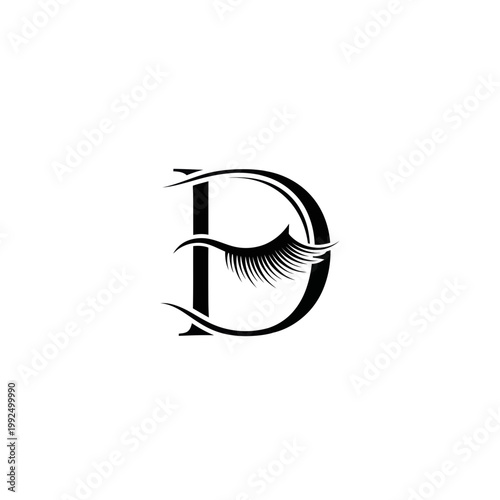 Elegant Letter D with Eyelashes - Beauty and Makeup Logo Concept