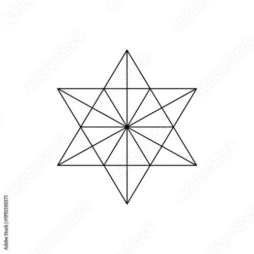 Star shape features complex geometric lines creating a sharp symmetrical pattern.