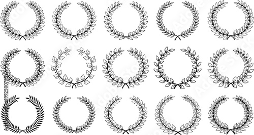 Laurel Wreath Vector illustration, .Elegant Set isolated on white. Perfect for logos