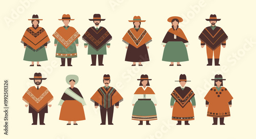 Diverse Collection of People in Traditional Andean Attire.