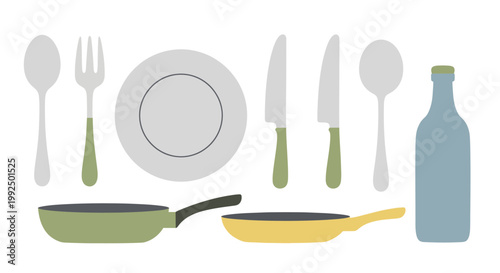 Essential Kitchen Utensils and Cookware Collection for Everyday Cooking.