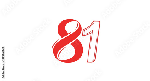 Large Red Number Eighty One.