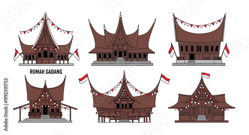Traditional Indonesian Rumah Gadang Architecture.