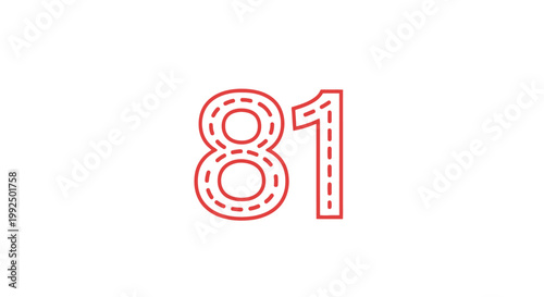 Red Number Eighty One Sign.