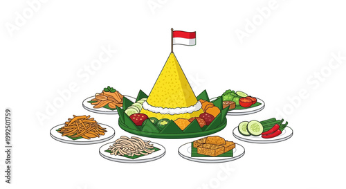 Traditional Indonesian Rice Cone Food.