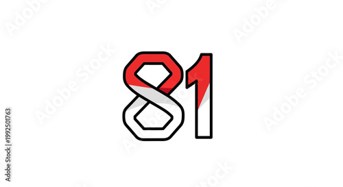 Red and white number eighty one.