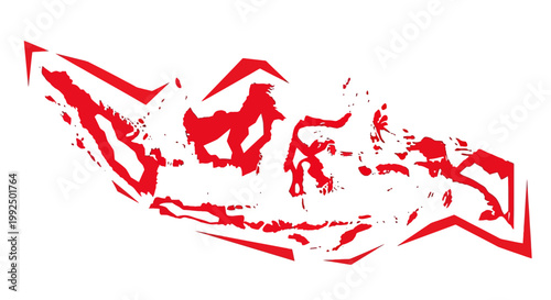 Red abstract shape design element.