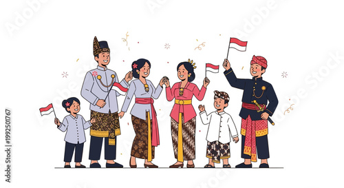 People Wearing Traditional Indonesian Attire.