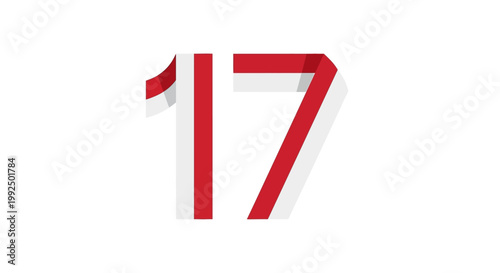 Red Number Seventeen Closeup View.