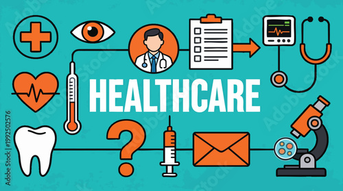 Comprehensive Healthcare and Medical Services Concept Vector Flat Design Illustration