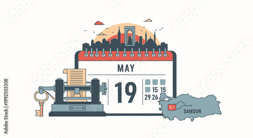 May 19 Commemoration of Ataturk Youth and Sports Day illustration
