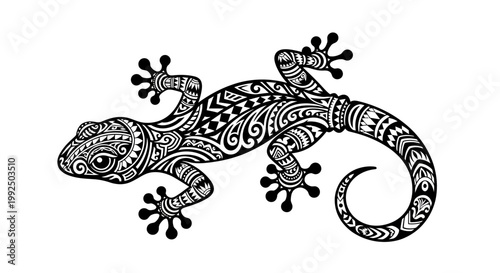 Black and white lizard drawing details.