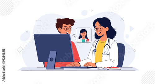 Telemedicine Consultation: Doctor and Patient Video Call for Remote Healthcare