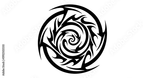Tribal spiral design tattoo art.