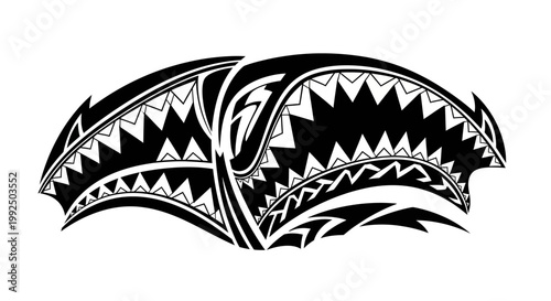 Tribal shark head tattoo design.