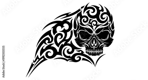 Tribal Skull Design Tattoo Artwork.