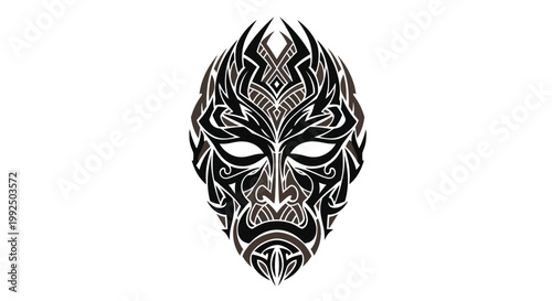 Tribal Maori Face Mask Design Art.