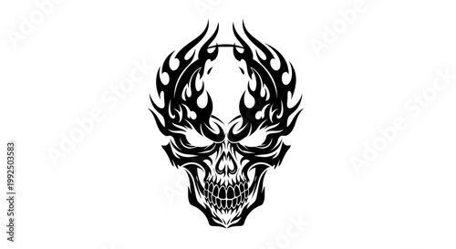 Flaming Skull Graphic Design Element.