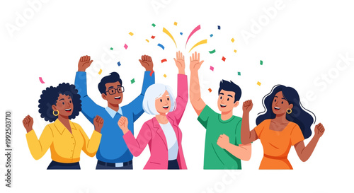 Diverse group of people celebrating together.