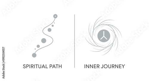 Minimalist icons representing spiritual path and inner journey concepts