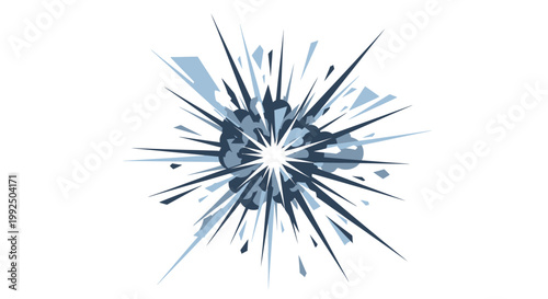 Minimalist blue blast vector illustration isolated on white