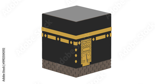 Minimalist isometric vector illustration of the Holy Kaaba