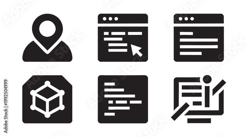 DevOps and Coding Icon Set for Deployment, Infrastructure and Software Testing