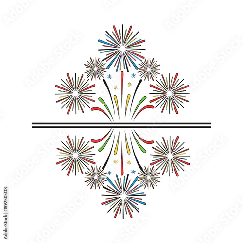 Vibrant abstract fireworks display graphic icon, perfect for festive celebrations, special events, and joyous occasion designs