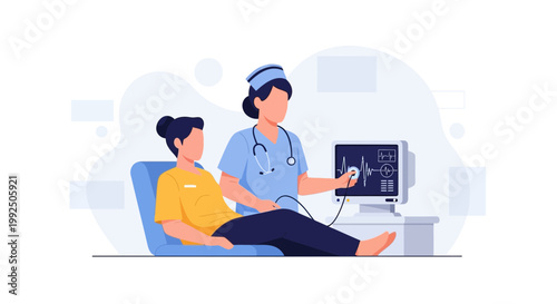 Doctor performing ultrasound on patient, medical examination, healthcare concept