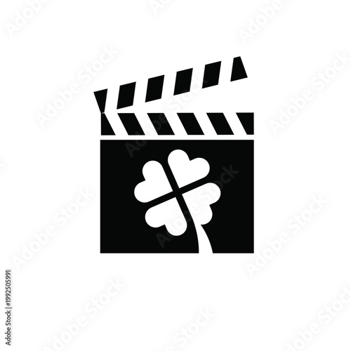 Film Clapperboard with Four-Leaf Clover Design Symbolizing Luck and Success in Cinema Production