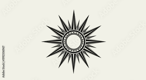 Black and white sunburst design element.