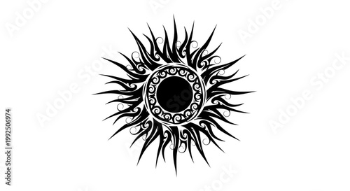 Black Sun Symbol Design Element.