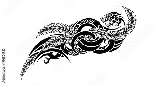 Tribal dragon tattoo design element.