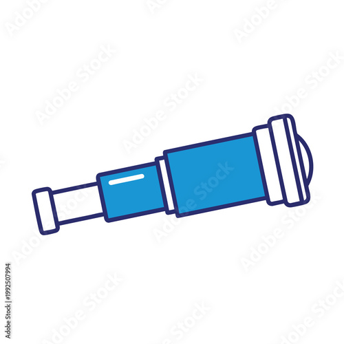 Cartoon vector illustration of a blue handheld pirate telescope.