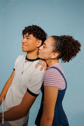 Affectionate couple sharing happy moment at studio