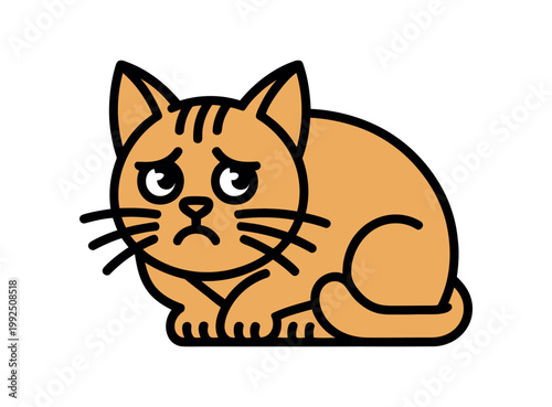 A cartoon illustration of an angry orange cat with a scowling face and a menacing posture.