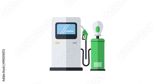 Modern hydrogen fuel station pump for eco friendly vehicles. EPS Editable. Vector Illustrations.