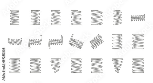 collection of different metal coil springs helical and spiral spring shapes