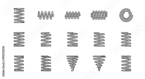 collection of different spring types coil tension compression and spiral