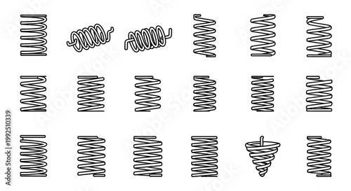 collection of different types of springs including compression extension and torsion springs