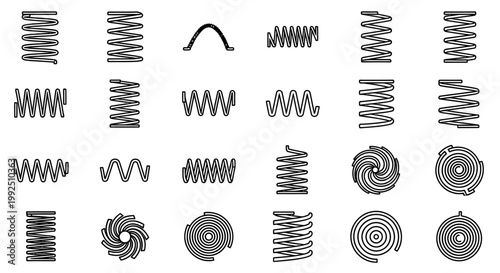 collection of diverse spring coil illustrations mechanical engineering and physics concepts