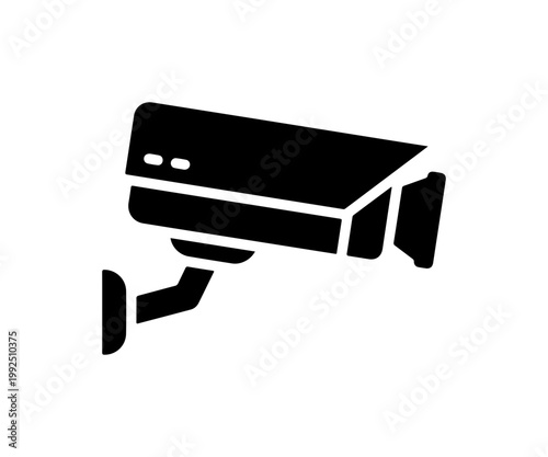 Modern Surveillance Camera Icon - Black and White Vector