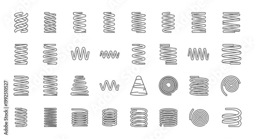 collection of various spring types including coil spiral and conical shapes