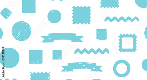 seamless pattern with hand drawn geometric shapes and design elements in light blue ideal for backgrounds and graphic resources.