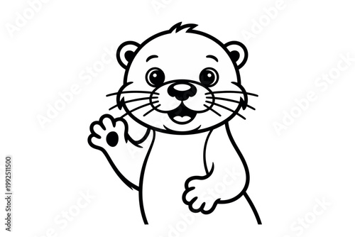 A cute cartoon otter waving its paw in a friendly gesture