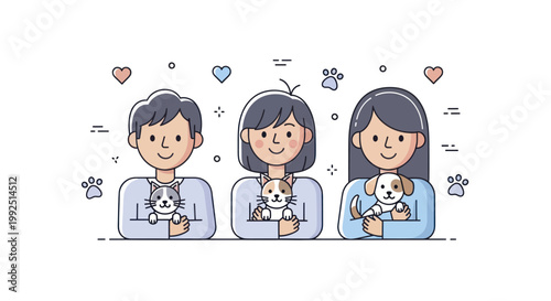 Three People Holding Adorable Puppies Together.