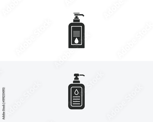 Vector icons of hand sanitizer bottles with pump dispensers for hygiene and health concepts vector illustration 