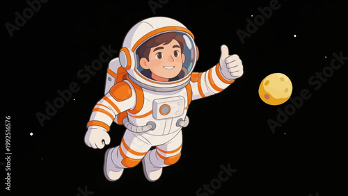 Cartoon astronaut in space